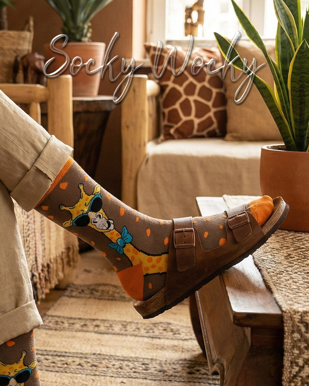 Cool Giraffe Socks Safari Animal Series